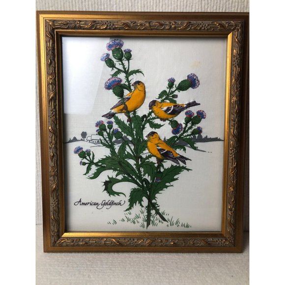 Cranston VIP Other - Framed 12x14 Cranston VIP Bird Fabric Panel American Goldfinch, Trapunto Art